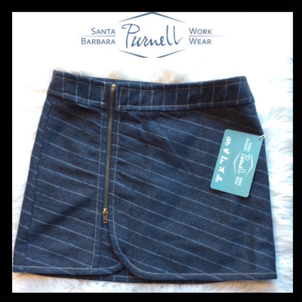 NWT Purnell Striped Wool Zip Skirt
